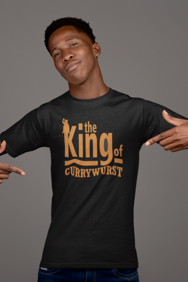 king of currywurst grillshirt schwarz orange curry imbiss könig