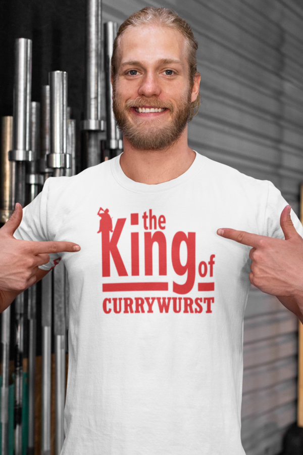 king of currywurst grillshirt weiß rot